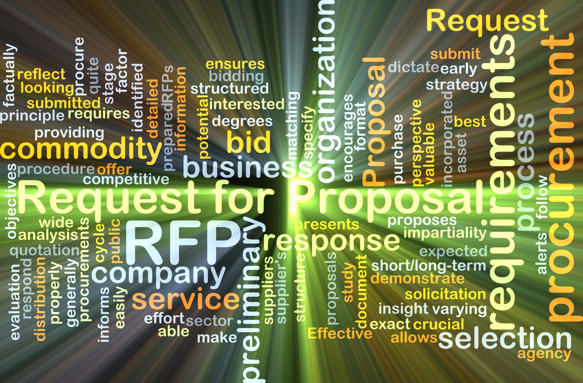 Request for proposal RFP background concept glowing